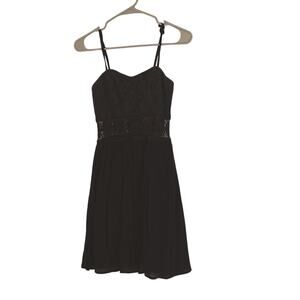 By & By navy blue fit in flare dress with lace halter top size 3